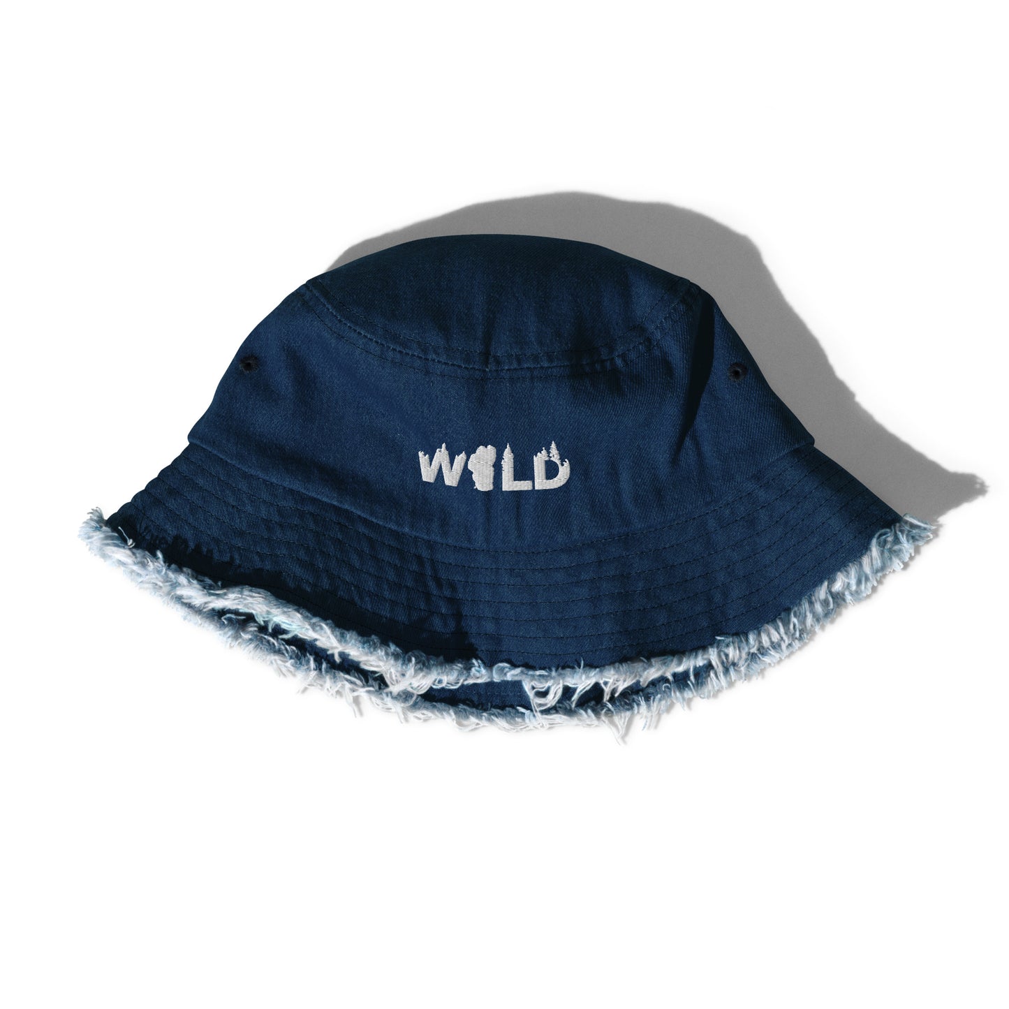 WILD Distressed denim bucket hat