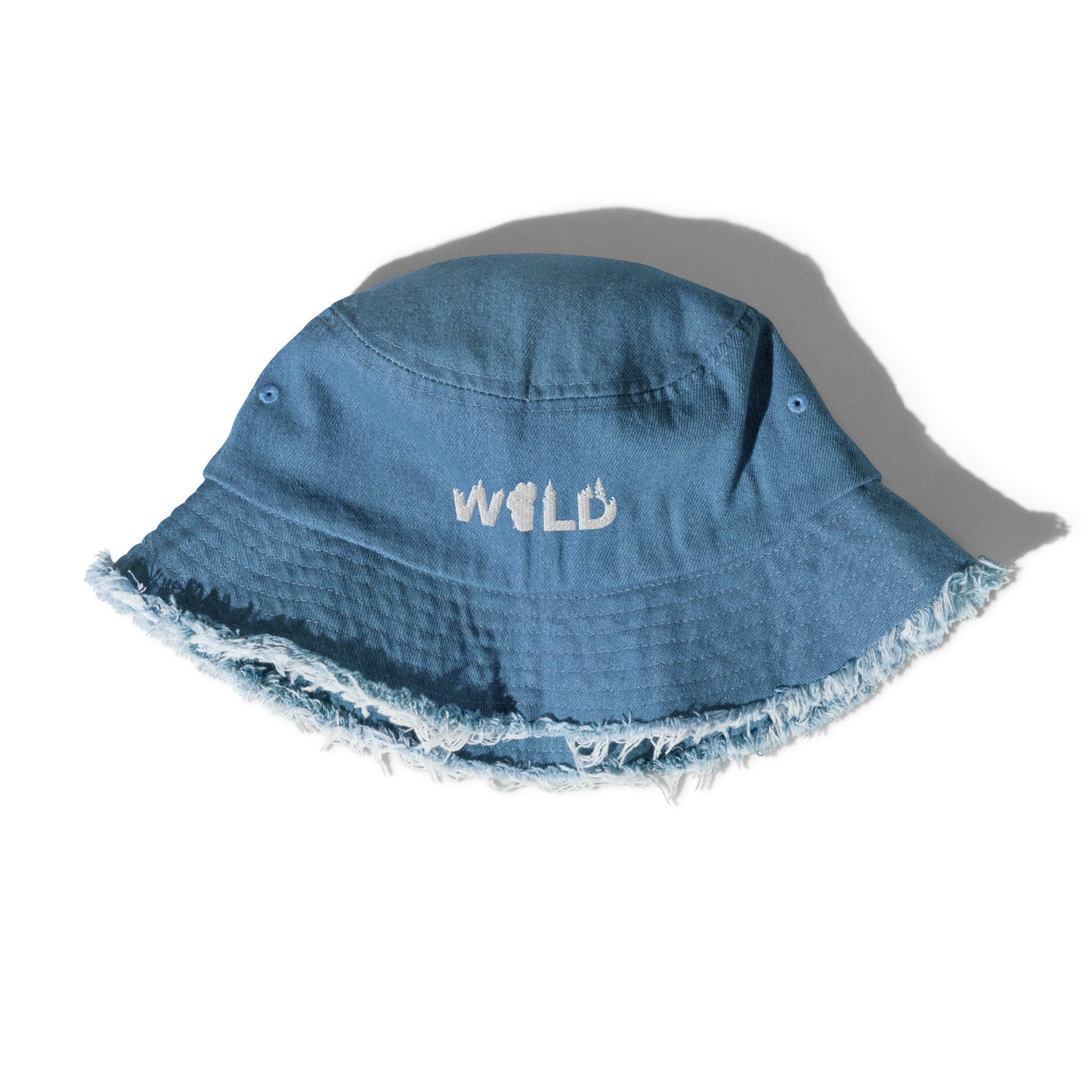 WILD Distressed denim bucket hat